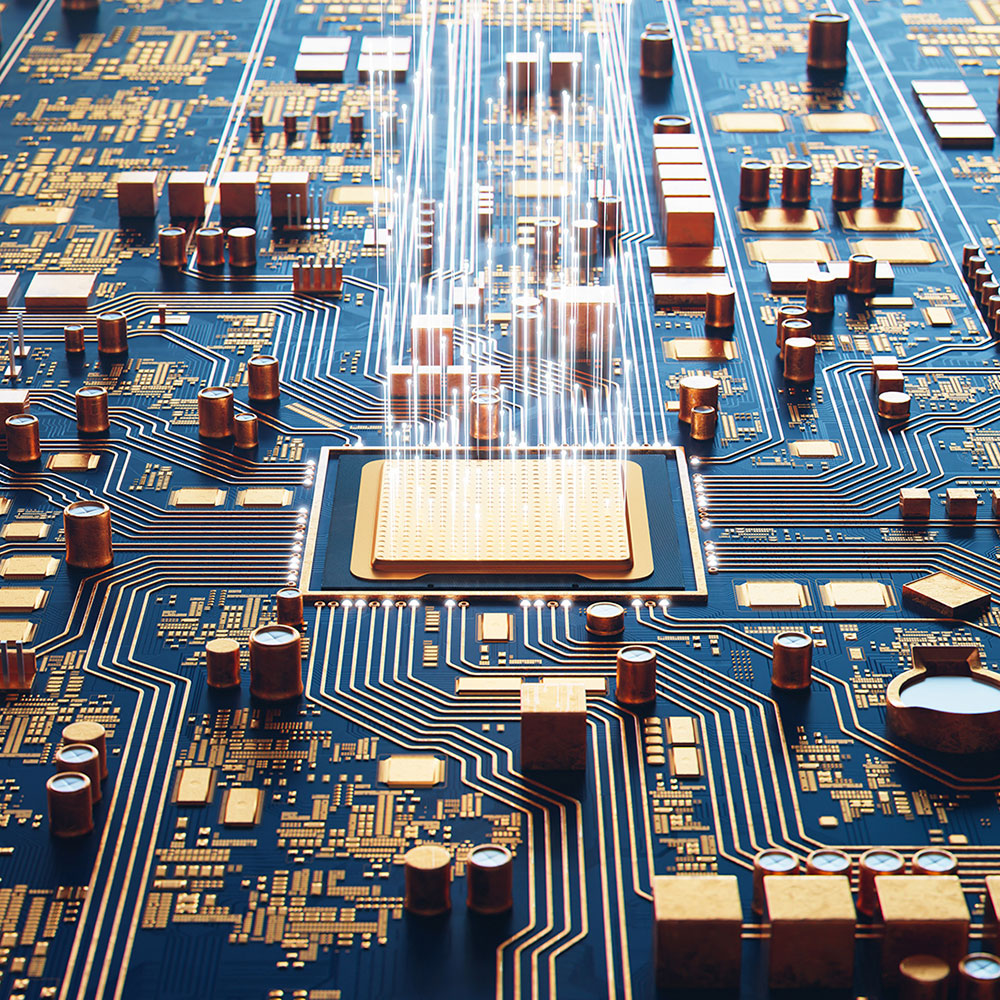 Advanced High-Tech Circuit Board Showcasing Rapid Data Transfer and Connectivity